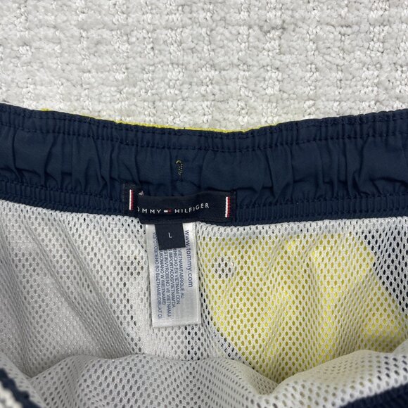 Tommy Hilfiger Swim Trunks Men L* Blue / Yellow Color Block Drawstring Read - Picture 6 of 14